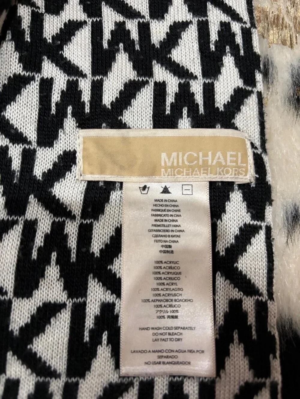 Black and White Logo Knit Scarf - Women Accessories